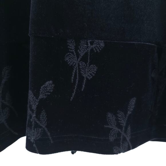 Hot Cotton Vintage Black Velvet Floral Embroidery Gothcore Witchy Button Cardi L - Picture 12 of 14